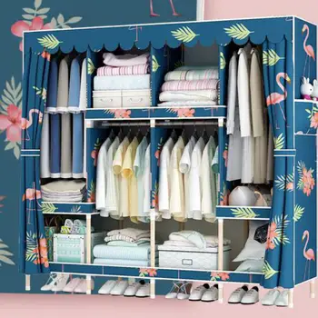 

Solid Wood Coarsening And Reinforcement Wardrobe Simple Cloth Wardrobe Double Assembly Cloth Art Simple Modern Economical Dormit