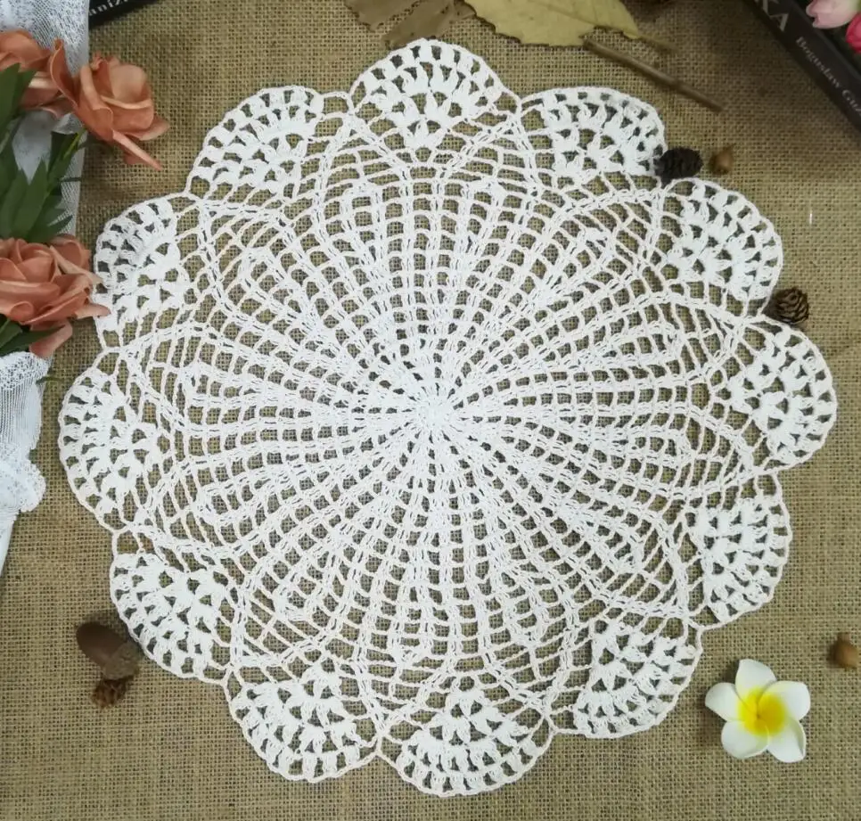 40 см винтажный вязанный крючком подстаканник кружка Doily подстилка стеклянная подстаканник рождественские подстилки салфетки для стола Свадебный декор кухонные коврики для стола