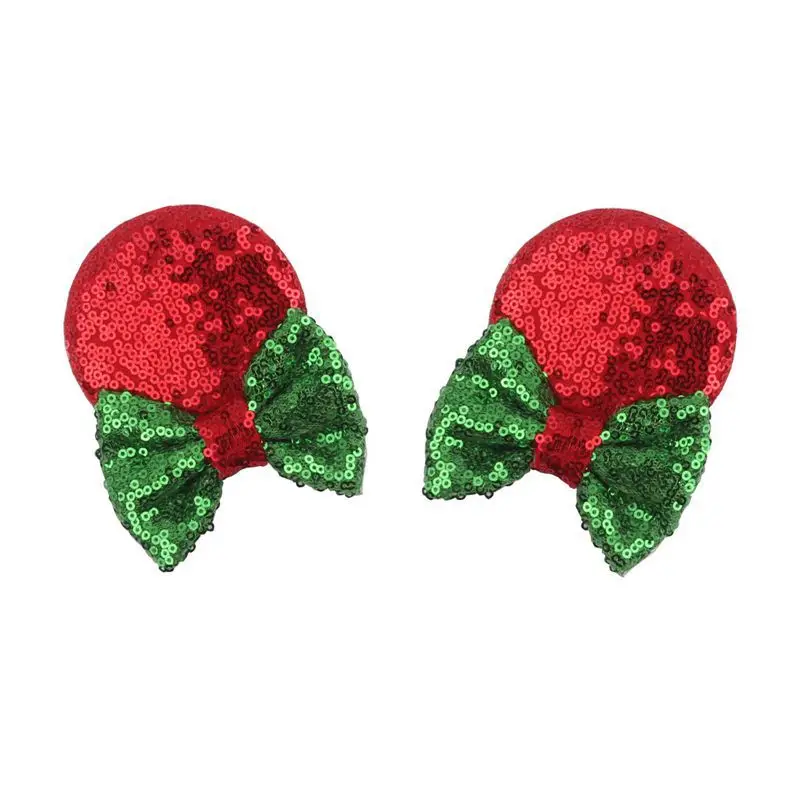 Hair Clips 8 Glitter Hair Bows Hairgrips 1 pair 3" Minnie Ears Sequin Bow Hair Clips For Kids Girls Christmas Party Hair Accessories - Цвет: Hair Clips 8