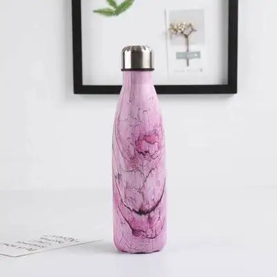 Деревянная бутылка для воды с двойными стенками из нержавеющей стали Cola, уличная бутылка-термос объемом 500 мл, милая Герметичная Бутылка объемом 500 мл для занятий спортом - Цвет: 2