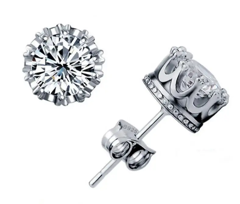 4 STYLES Fashion Jewelry Women Crown Classic Shining Zircon Small Stud Earrings Gold SILVER Ears Stud For Men Crystal Earrings - Окраска металла: 1