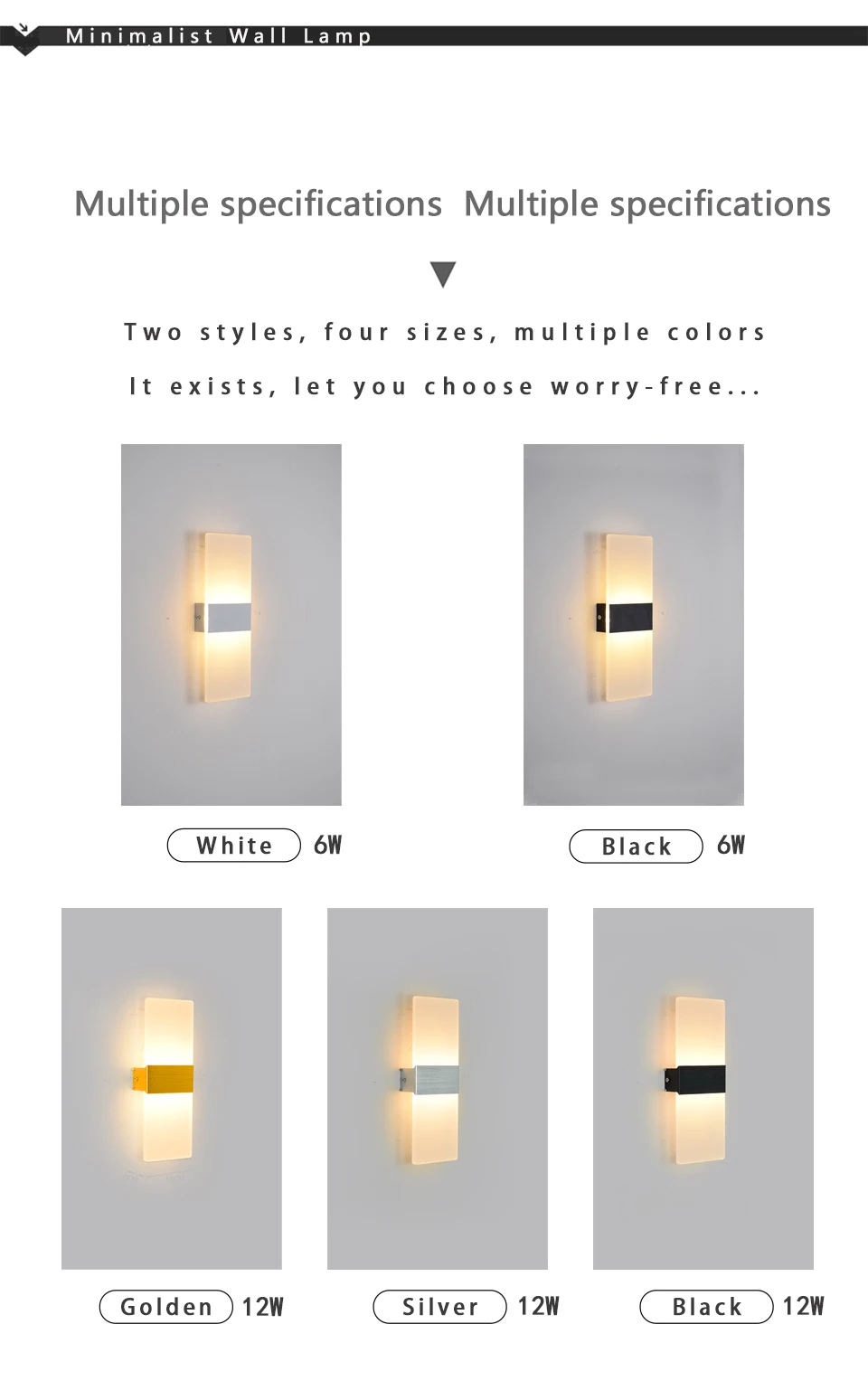 Mini 4/6/12/18W Led Acrylic Wall Lamp AC90-260V Long warm white Bedding Room Living Room Indoor wall lamp Bedroom Modern Simple wireless wall lights
