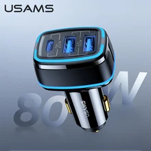 USAMS 80W Auto Schnell Ladegerät Usb Typ C PD 3,0 QC 3,0 Quick Charge SCP AFC Für Iphone 12 11 Pro Max X Xs Huawei P40 Xiaomi Samsung