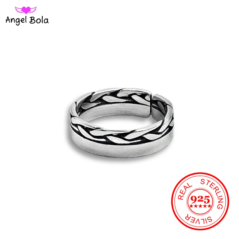 

Handwork Buddha Ring S925 Sterling Silver Vintage Style Asymmetric Pattern Open Rings for Women Anillos Plata 925 Para Mujer