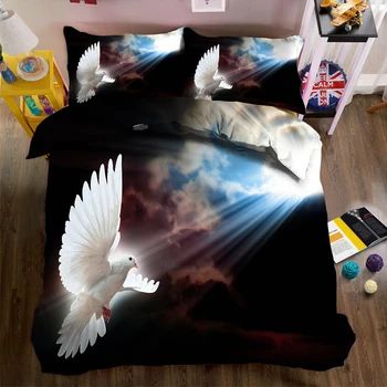 

White Dove of Peace print Bedding Duvet Cover set Super Soft Fabric Single/Double Bedding set Quilt Cover Pillowcase 3pcs/set