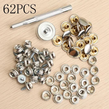 

Screw Snap Fastener Kits Buttons 62Pcs Cap Boat Cars Hoods Caravans Leather Jackets