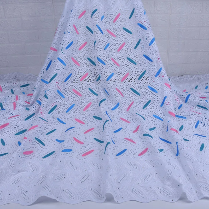 

Hollow Pure Cotton African Lace Fabric Swiss Voile Lace In Switzerland Fashion Nigerian Lace Fabric Embroidery Women Dress A1722