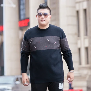 

Large 8XL Men's Brand Autumn Dress Fat Guy Irregular Pattern Round Neck Loose Fit Personality Sweater Fashion Knitted Sweater