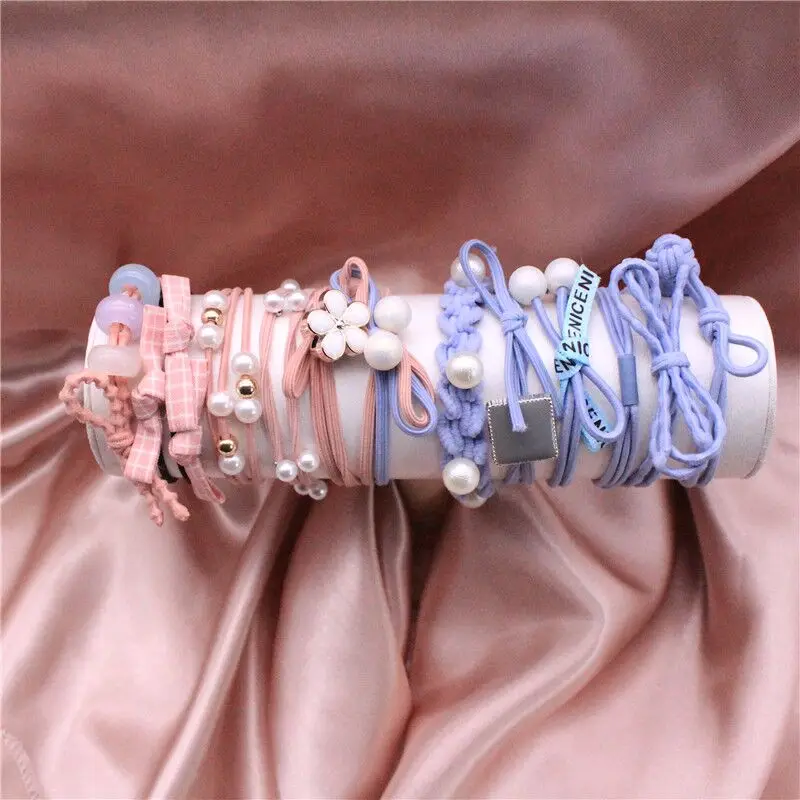 YVLAH 12Ps/Set New Hair Ring Colorful   Rubber Band Sweet Head Rope For Women Girl bride hair clip
