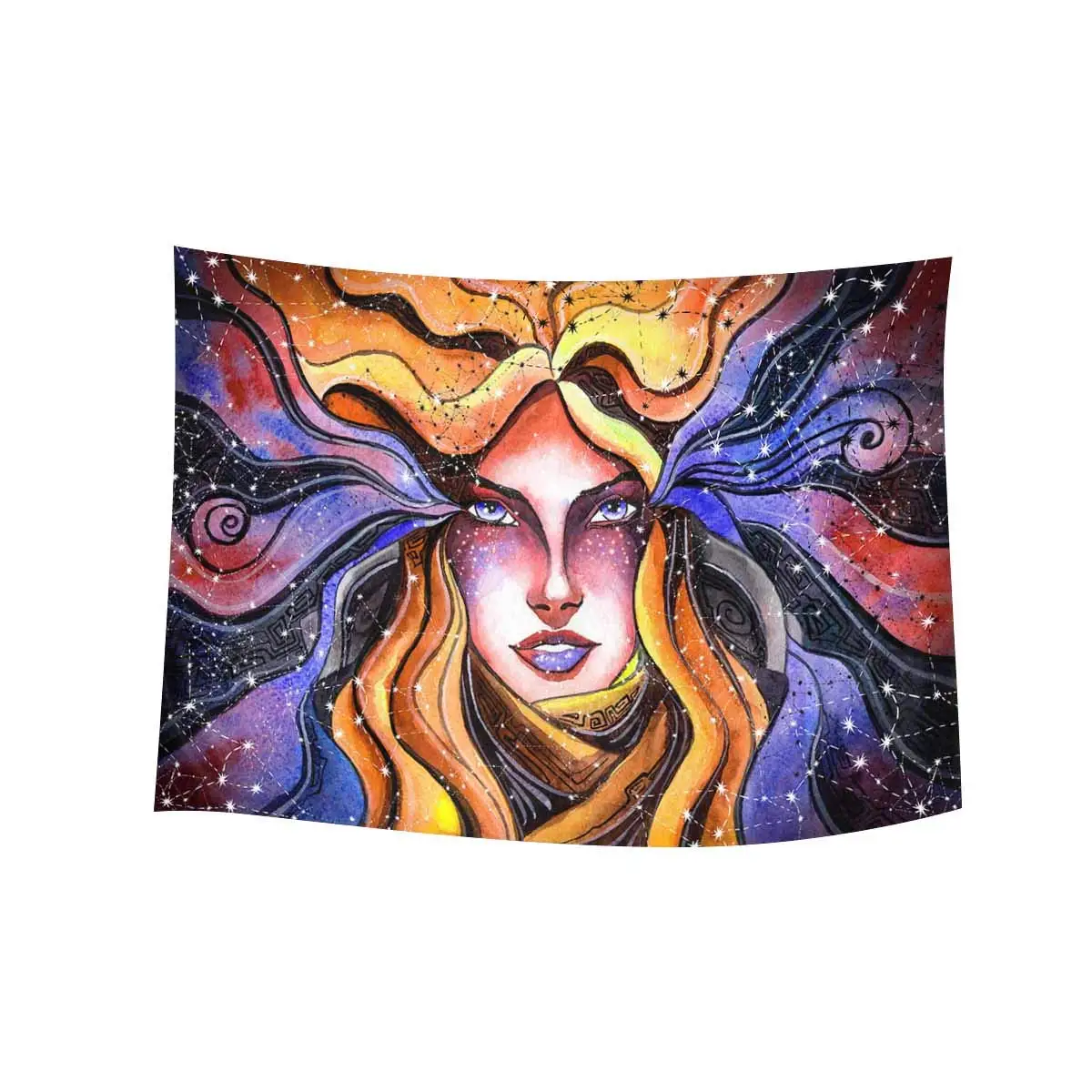 

Watercolor Beautiful Girl Symbolizes The Zodiac Sign Aquarius Cotton Tapestry