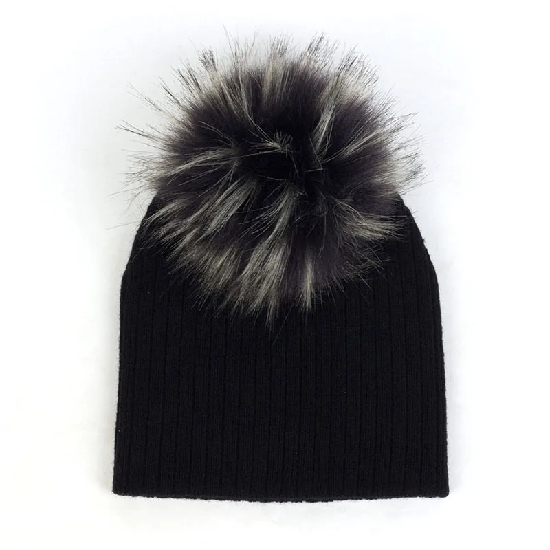 Geebro Fashion child baby Solid Color Ribbed Beanies hats With Faux fur pompom New Girls Boys Kids Soft Cute skully hats timberland skully Skullies & Beanies