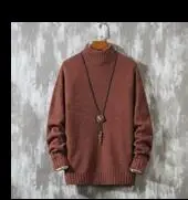 brown pull homme Babbytoro свитер для мужчин плюс размер 5XL 4XL M половина черепаха шеи трикотажный пуловер Homme X Mas свитера коричневый хахи черный белый - Цвет: brown pull homme