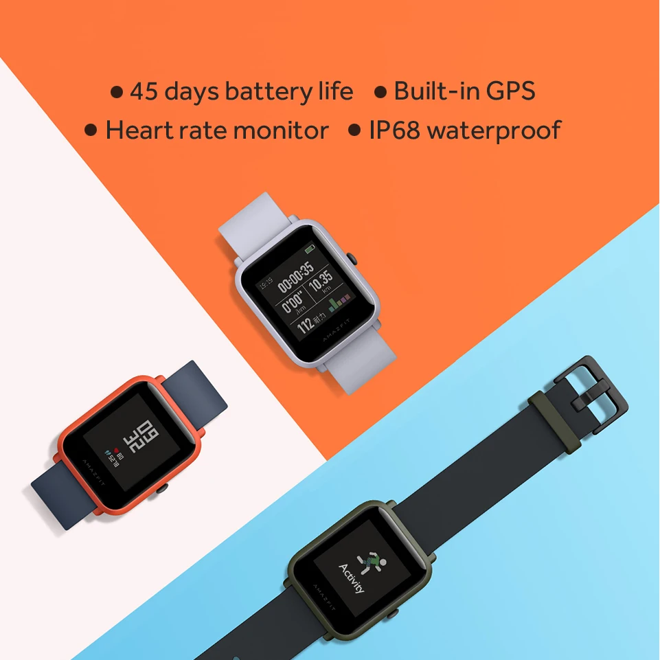 Оригинальные Huami Смарт-часы Amazfit Bip Amazfit PACE Lite Youth Verison IP68 Водонепроницаемые ГЛОНАСС+ gps 45 дней работы от батареи