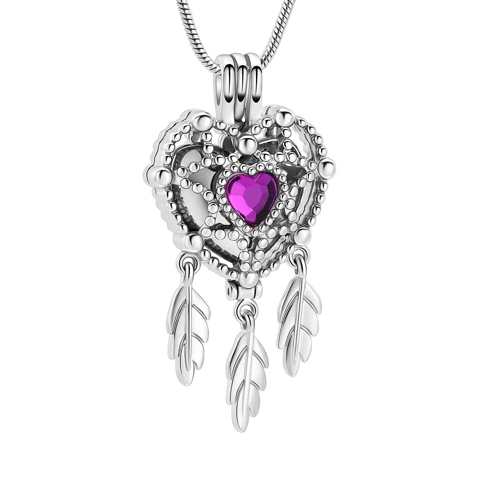 CremationJewelryHeartDreamCatcherUrnNecklaceforAshesforWomen