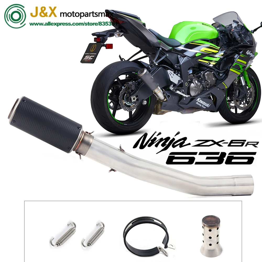 Motorcycle Full Exhaust Escape System Modifid Adapter Link Middle Bend Pipe Slip on For Kawasaki