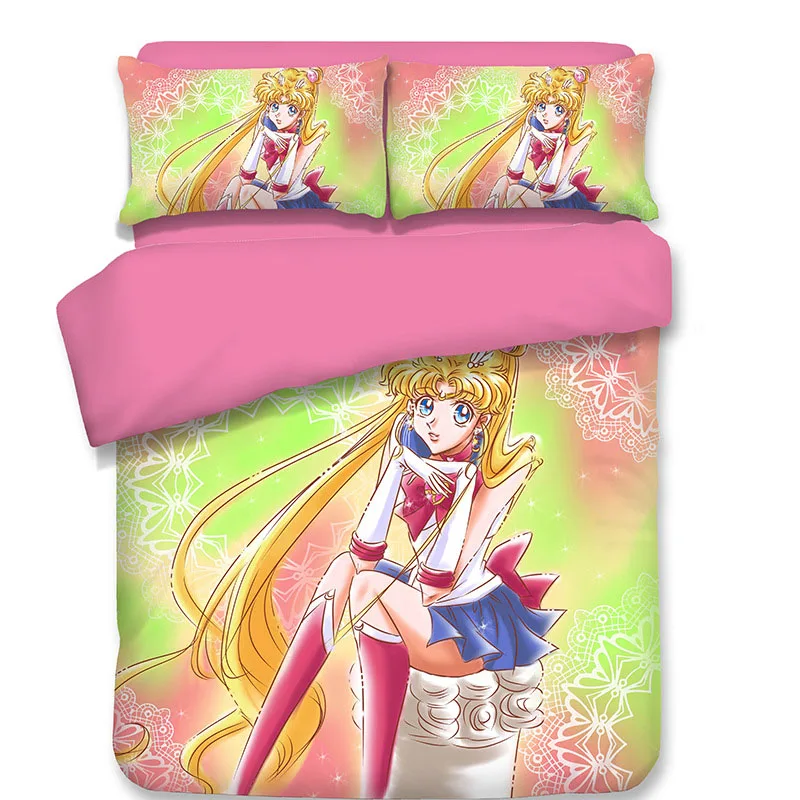 3D Anime Sailor Moon bedding set Duvet Covers Pillowcases Cartoon Sailor Moon comforter bedding sets bedclothes bed linen - Цвет: 3