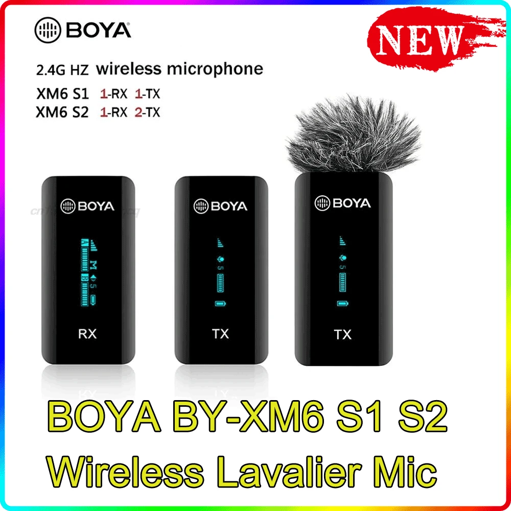 BOYA BY-XM6 BY XM6 S1 S2Wireless Lavalier Mic Microphone System for Smartphone Laptop DSLR Tablet Camcorder Recorder 100M wireless headphones with mic