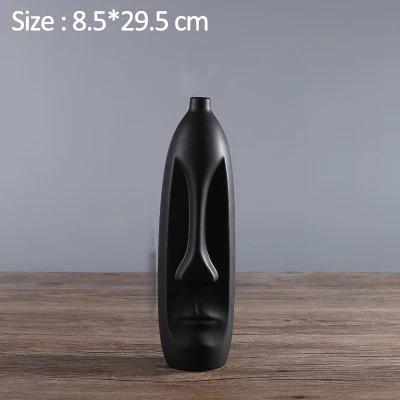 Black-L Strongwell белая абстрактная керамическая ваза для лица Скандинавская ваза для цветов Матовая портретная Настольный украшения для дома аксессуары Рождественский подарок - Цвет: Black-L