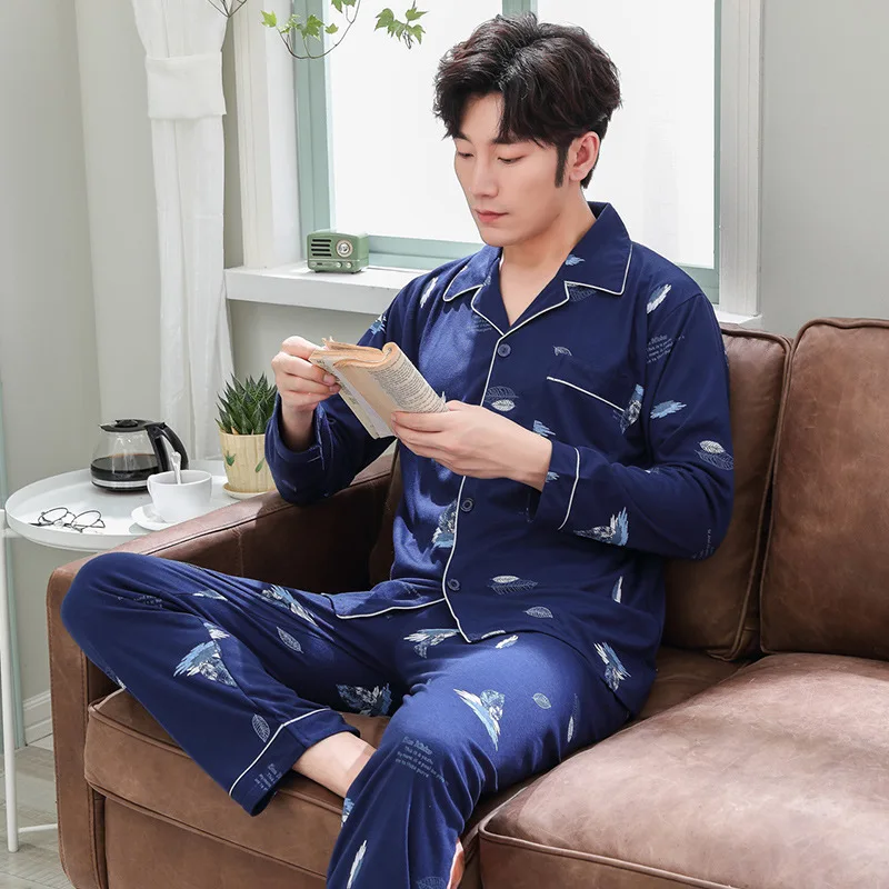 Autunmn Winter Plus Size Pyjamas men pijamas hombre100% cotton long-sleeve casual Sleepwear men homewear pajamas sets for male Autunmn Winter Plus Size Pyjamas men pijamas hombre100% cotton long-sleeve casual Sleepwear men homewear pajamas sets for male