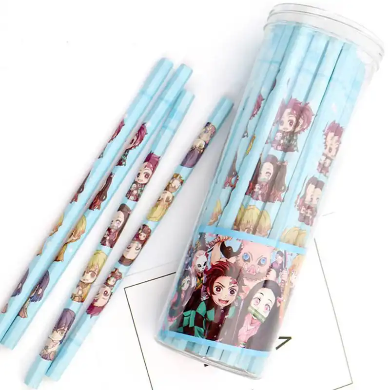 5pcs Anime Demon Slayer Kimetsu No Yaiba Kamado Tanjirou Nezuko Hb Standard Wooden Pencil Sketch Drawing Pencils Stationery Gift Standard Pencils Aliexpress