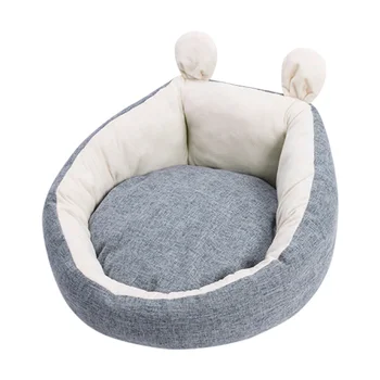 

High Walls Design Washable Winter Warm Anti Slip Cute Home Ultra Soft Indoor Pet Supplies With Ears Rest Round Cat Bed Sleeping