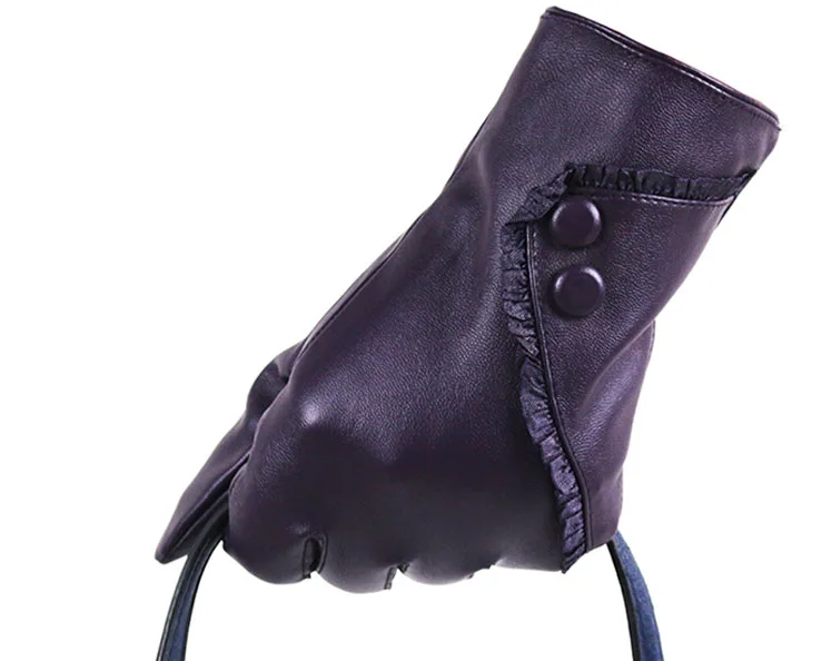 purple Модные женские перчатки на Рождество теплые женские мягкие зимние кожаные перчатки теплые варежки Рождественский подарок - Цвет: purple