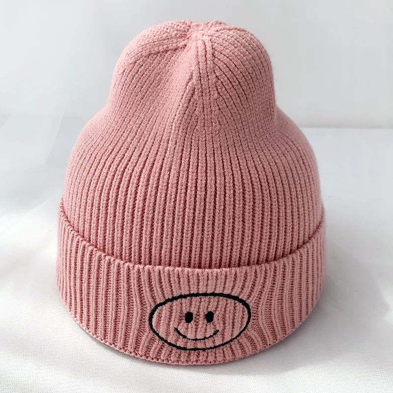 18 цветов, однотонные шапки унисекс, осенне-зимние шерстяные шапки, мягкая теплая вязаная шапка для мужчин и женщин, Лыжные шапки со смайликами - Цвет: pink