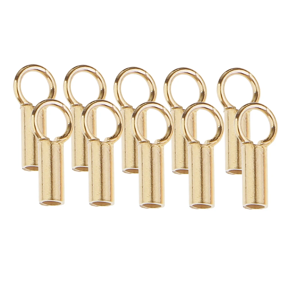 10 Pieces/set 925 Sterling silver color Tube Crimp Beads Stopper Cord End Bead DIY necklace bracelet Jewelry Making Findings