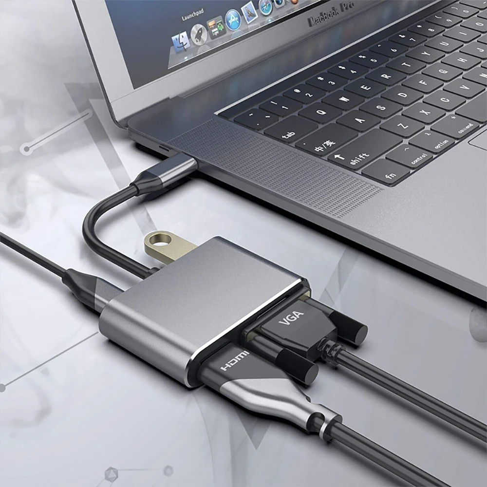 USB C type c к HDMI 4K VGA USB3.0 аудио и видео адаптер PD 87W быстрое зарядное устройство 4 в 1 для Macbook pro samsung s8 s9 s10