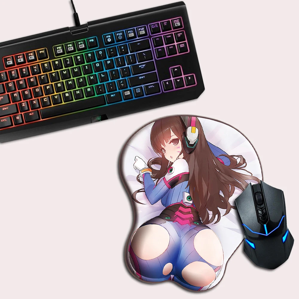 FFFAS 3D Wrist Rest Mouse Pad Mat DVA Game Silica Gel Sexy Anime Girl Optimize mouse movement For PC Mac Laptop