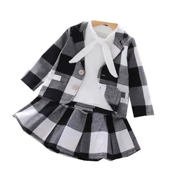 

New Spring Autumn Baby Girl Clothes Children Cotton Jacket T Shirt Skirt 3Pcs/sets Toddler Casual Costume Infant Kids Tracksuits