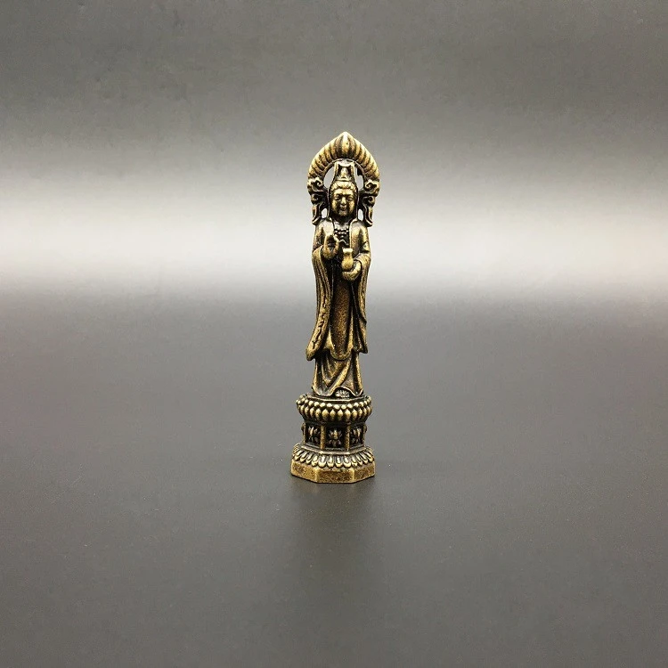 Китайские медные РЕЗНЫЕ Южно-китайские морские Гуань Инь Кван-Инь статуя Будды