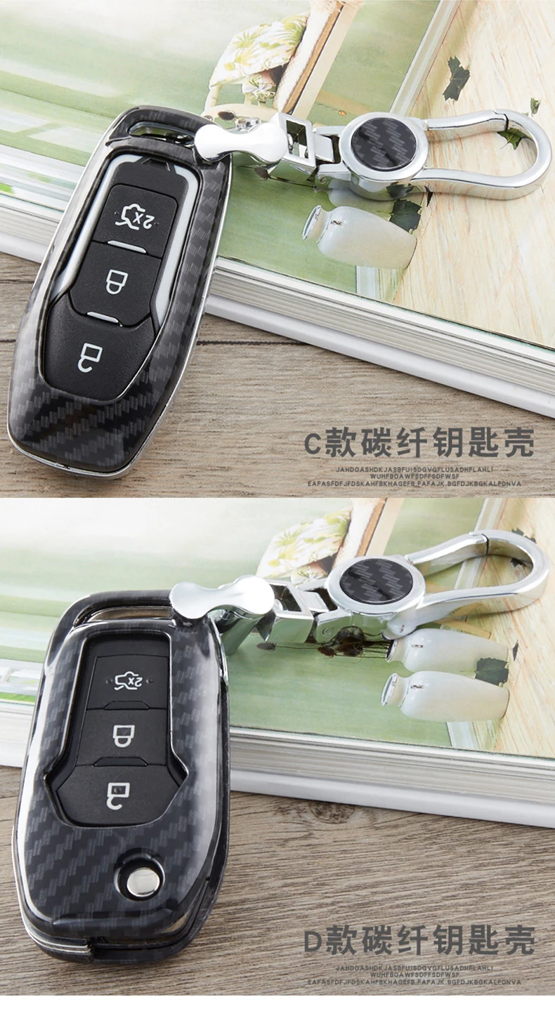 Чехол для ключей из углеродного волокна для Ford Fusion Mondeo Mustang Explorer Edge Fob Shell
