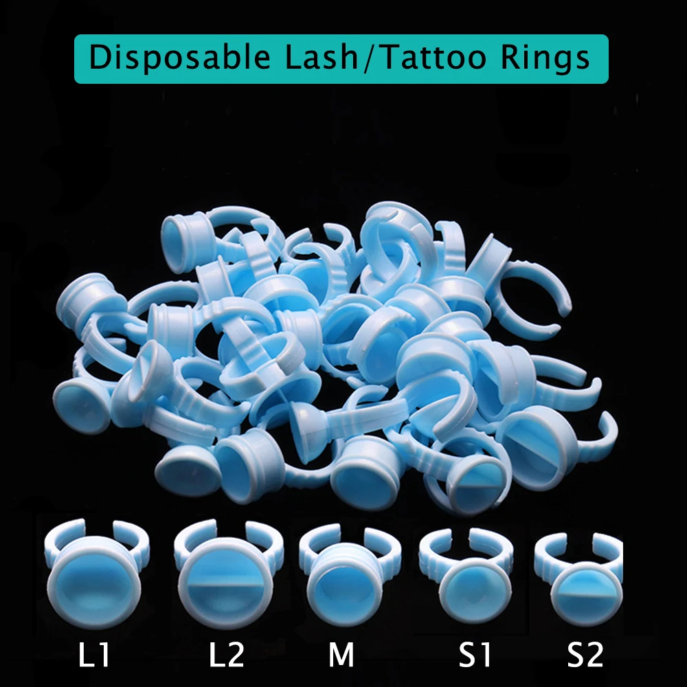 Disposable Lash and Tattoo Rings Plastic Permanent Makeup Pigment Holder Pallet For Eyelash Extension Glue Divider in Blue Color Disposable Lash and Tattoo Rings Plastic Permanent Makeup Pigment Holder Pallet For Eyelash Extension Glue Divider in Blue Color