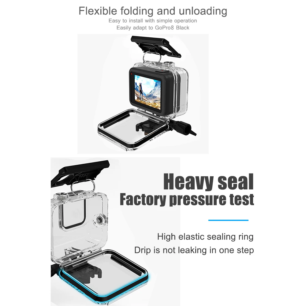 for Gopro Hero 8 Black 60M Underwater Waterproof Case Camera Diving Housing Mount for GoPro Accessory