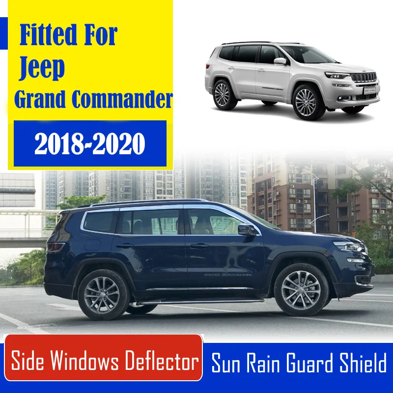 

1 Set Chrome Side Vent Sun Shade Window Visors Rain Guard Deflectors For Jeep Grand Commander 2018-2020
