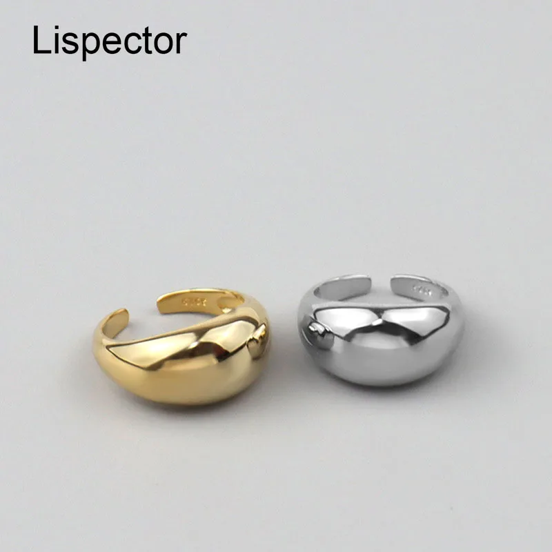 

Lispector 925 Sterling Silver Hip Hop Thick Glossy Arc Simple Rings Minimalist Geometric Wide Ring Unisex Rock Punk Jewelry Gift