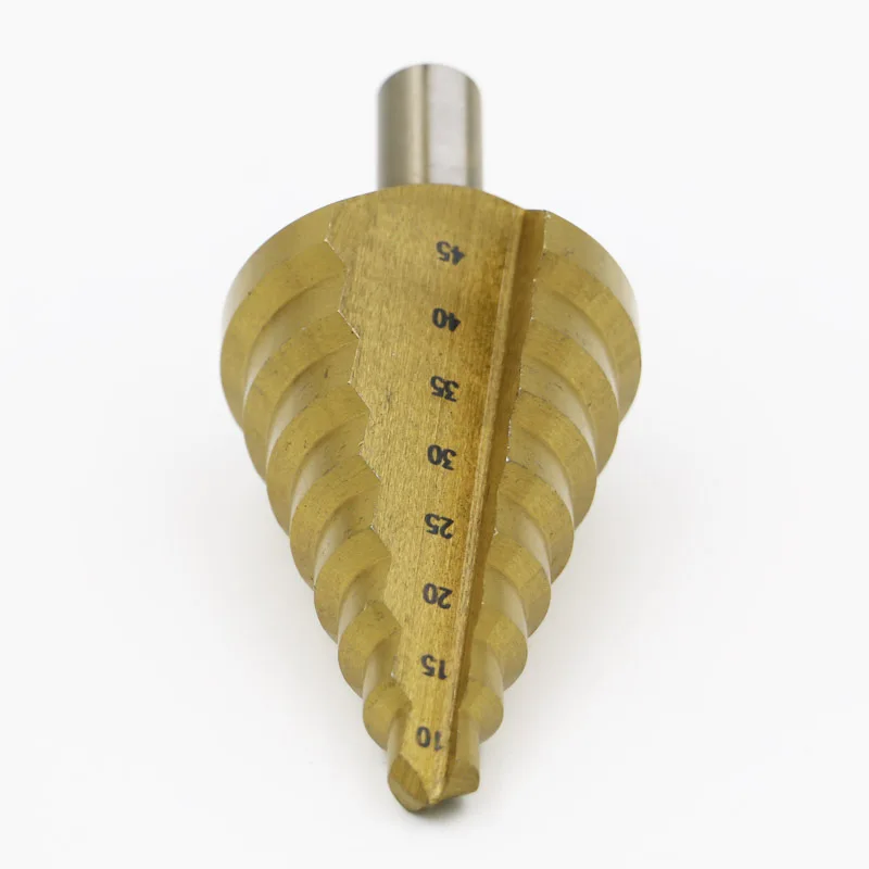 10-45mm Large Size Tri-Flat Shank HSS Titanium Coated Cone Step Drill Bit Hole Cutter Taper Point Drill Bit