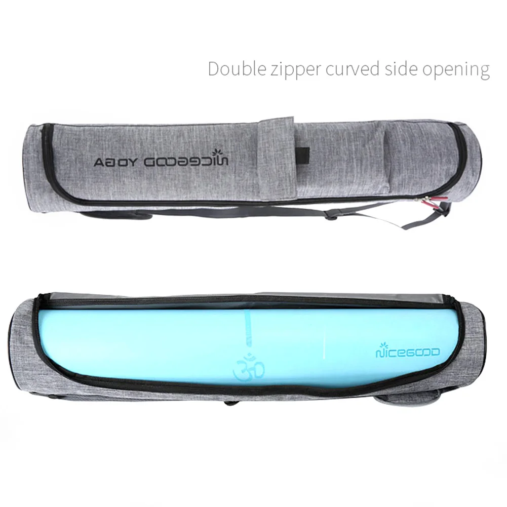 Double Zipper Sports Fitness Large Capacity With Side Pocket Storage Yoga Mat Bag Adjustable Strap Single Shoulder Portable