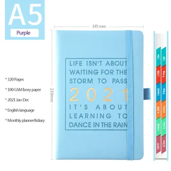 

Thicken A5 Agenda 2021 New Fashion soft cover notebook Leather School Classic 365 days planner Schedule book Office Accessories