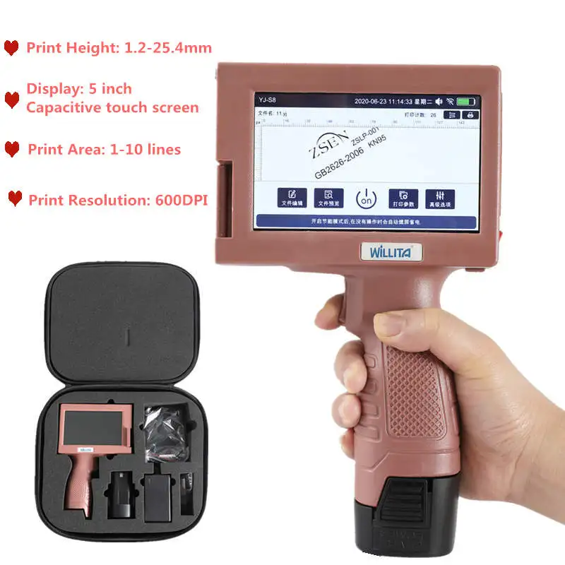 

5 inches Handheld Inkjet Printer Touch Inkjet Printer for logo expiry date batch code serial number label barcode QR code