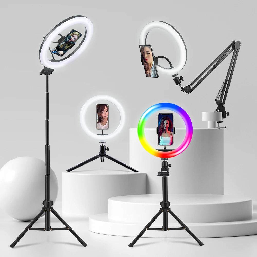 Lamp Tripod-Stand Light Mobile-Holder Photography-Light Selfie-Ring Youtube Rgb Large