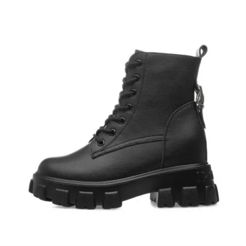 Г., ботинки из натуральной кожи женские Ботинки martin ботильоны на платформе в британском стиле женская обувь осень-зима в готическом стиле, в стиле панк ботинки, HVT518 - Цвет: Black No plush