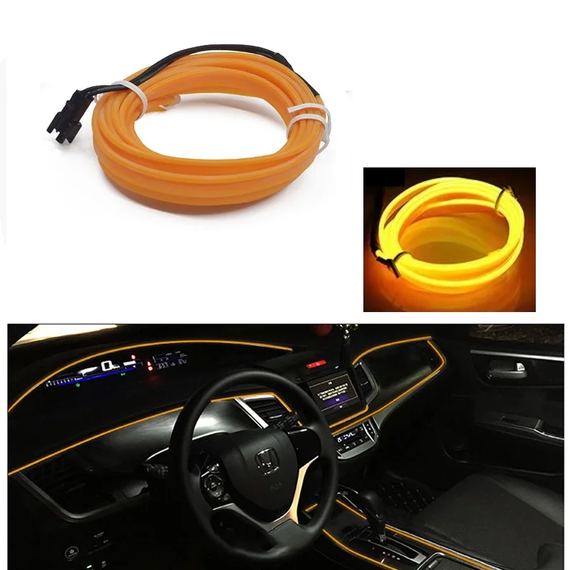 car underglow 1M/3M/5M Car Interior Led Decorative Lamp EL Wiring Neon Strip For Auto DIY Flexible Ambient Light USB Party Atmosphere Diode hid lights for car