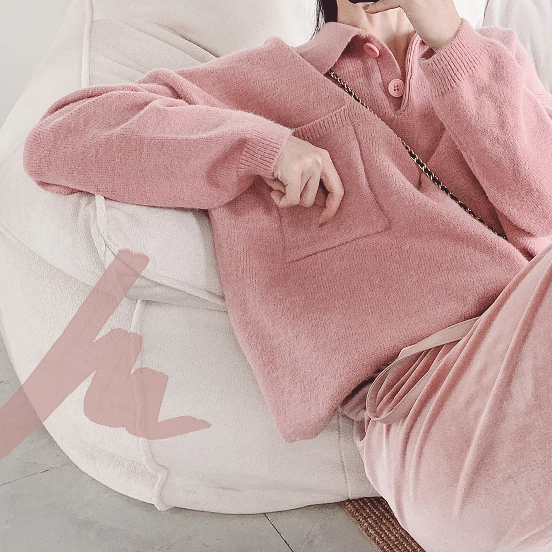 

Fall 2019 New Rabbit Hair Blended Turn-collar Button Sweater Women Thickened Pullover Turn-down Collar Pullovers Sweater Women