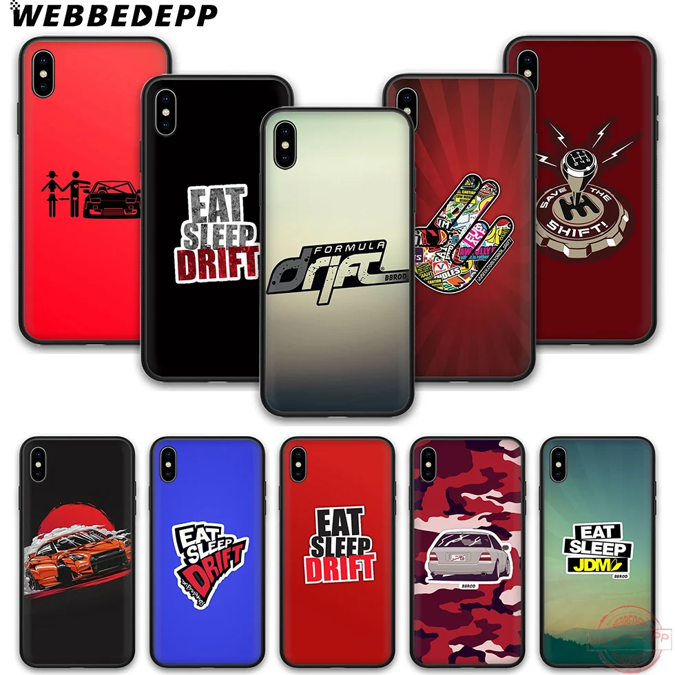 WEBBEDEPP Eat sleep drift Soft Silicone TPU Phone Case for iPhone 5 6 7 8 Plus X XS XR Max 11 11peo 11proMax |