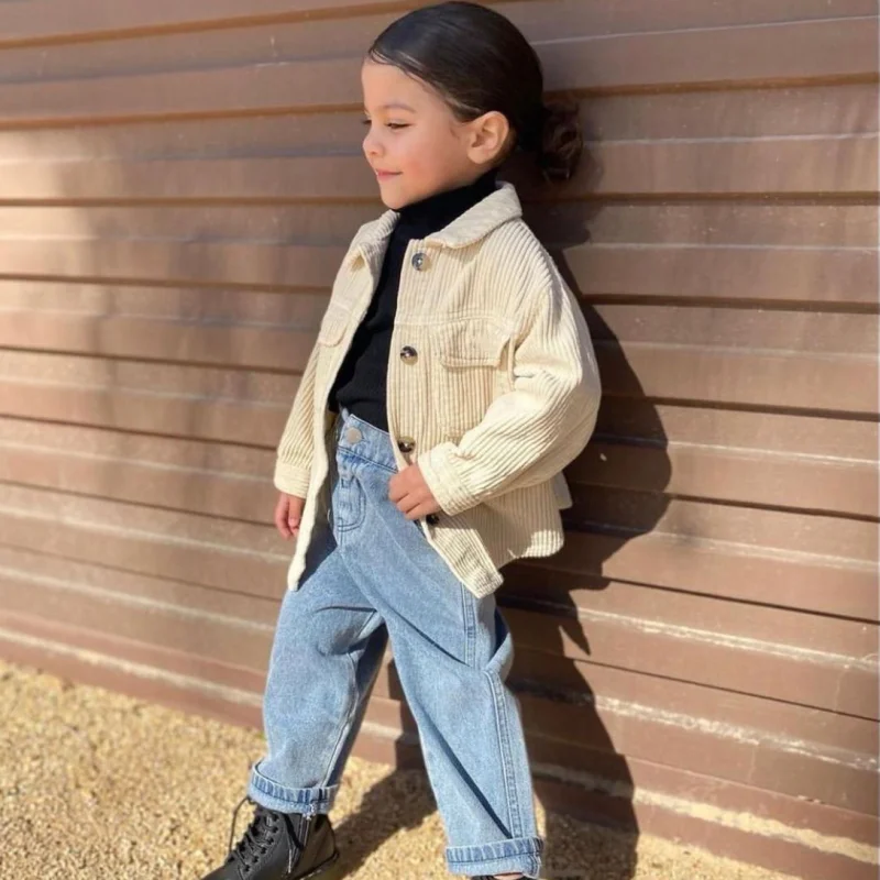 Fashion Baby Girl Boy Corduroy Shirt Jacket Infant Toddler Child Spring Autumn Coat Baby Outwear High Quality Clothes 1-8Y