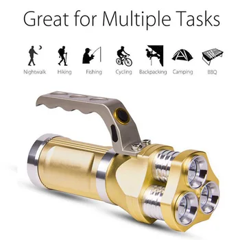 

Portable Lantern Rechargeable LED Flashlight 3 X T6 Led bead lamp waterproof searchlight camping lantern with AC/USB Charger