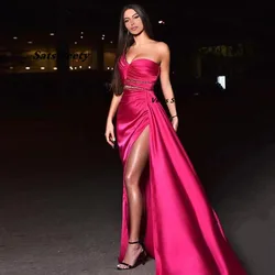 Purple Pink 2022 Evening Dresses One Shoulder Arabic Prom Dress Sexy High Split Formal Party Gown Custom Vestido De Fiesta