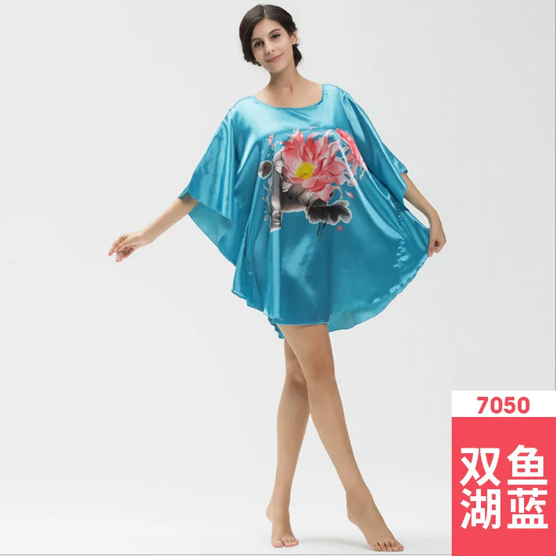 Модное шелковое платье Женское ночное белье Ropa Para Dormir Mujer женское сексуальное ночное белье дамское белье ночное белье - Цвет: 7050